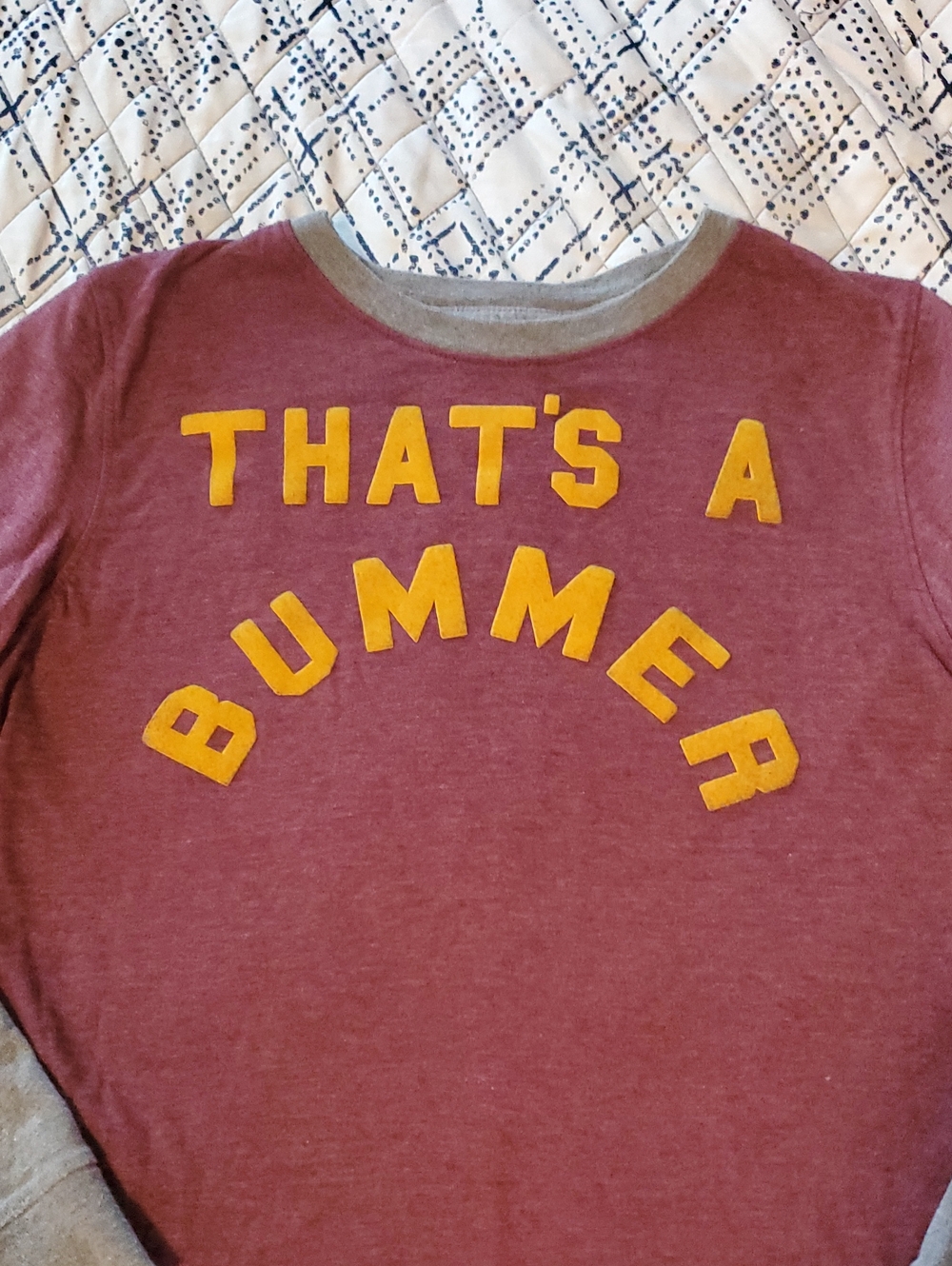 "That's A Bummer" Double Layer Heather Burgundy & Grey Long Sleeve T-shirt